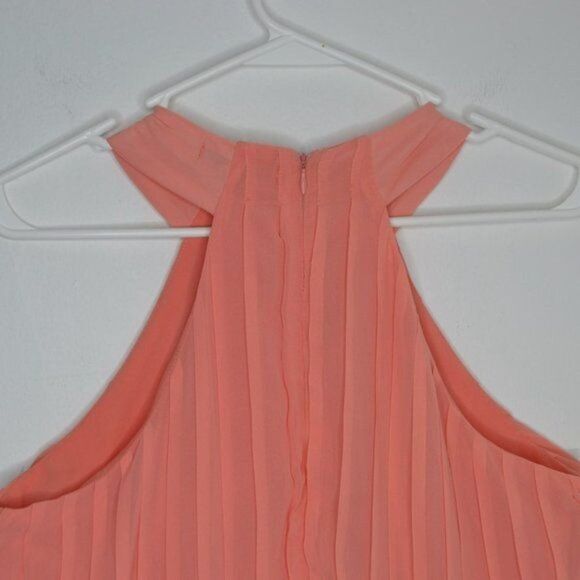 BKE Women's Small Coral Chiffon Pleated Halter Top - Picture 8 of 11